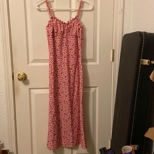 Pink Thin Strap Midi Dress